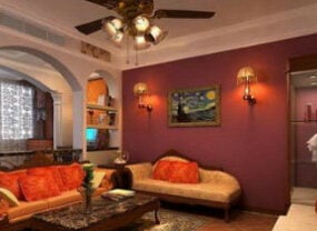 Teplý barevný design obývacího pokoje 3D model