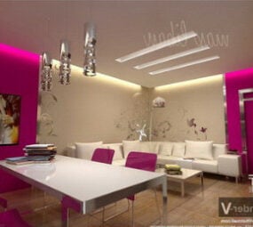 Modern Stylish Living Room 3d model