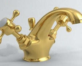 شیر آب کلاسیک طلایی مدل سه بعدی
