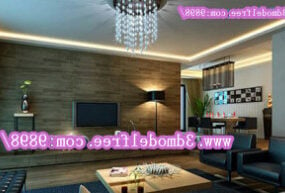Dark Style Living Room Interior 3D-malli