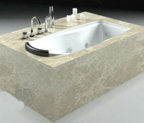 Luxe stenen badkuip interieurscène 3D-model