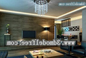 Tmavý styl interiéru obývacího pokoje 3D model
