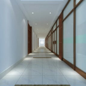 Modello 3d della scena interna del corridoio dell'ufficio