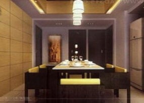 Warm Style Kitchen Dining Room Interior Scene 3d model