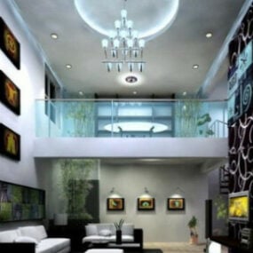 O modelo 3D da sala de estar moderna e minimalista Thermocline
