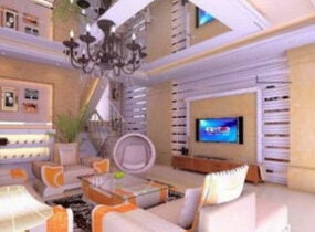 Scéna moderní design obývacího pokoje 3d model