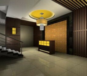 Modelo 3D da moderna sala de estar da cobertura
