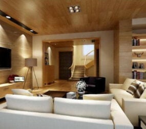Minimalist Oturma Odası Tasarım Sahnesi 3d modeli