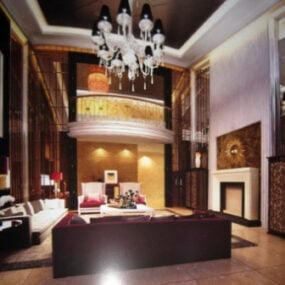 European Style Living Room Scene 3d model
