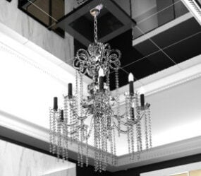 Elegantes lámparas de cristal con cortina de cristal modelo 3d