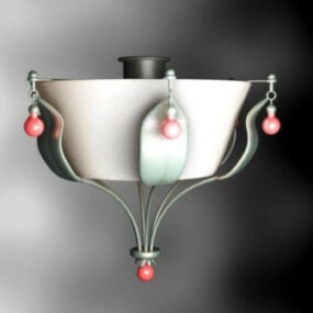 Lampe lustre en porcelaine à plateau de style pastoral modèle 3D