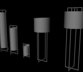 Pięć lamp podłogowych w domu Model 3D