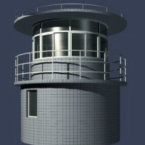 Edificio de la torre de la prisión modelo 3d