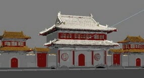 3D model chrámové brány v Pekingu