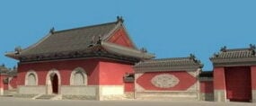 Model 3d Bangunan Gapura Kuil Cina