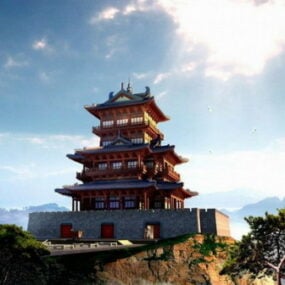 Torre tradicional chinesa Castle modelo 3d