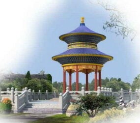 Čínský kulatý pavilon zdarma 3D model