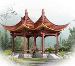 Model 3d Bangunan Seni Bina Klasik Pavilion Cina