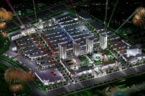 Pemandangan Malam Model 3d Pemandangan Eksterior Kota Modern