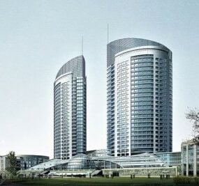 Modern High-rise Building Exterior  Scene 3d model