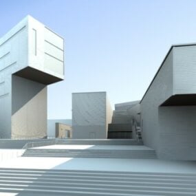 Model 3D wieżowca na dachu