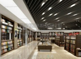 Modelo 3d da cena interior do interior da biblioteca