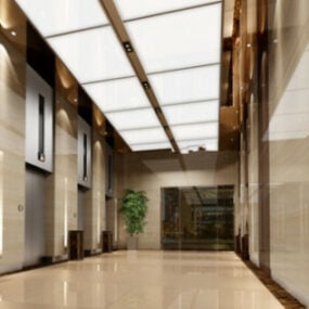 3D model scény interiéru koridoru společnosti