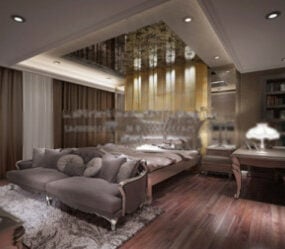 Spacious Bedroom Interior Scene 3d model