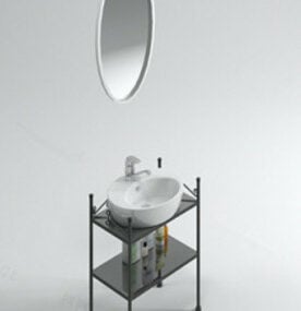 Yuvarlak Ayna Lavabo 3d modeli