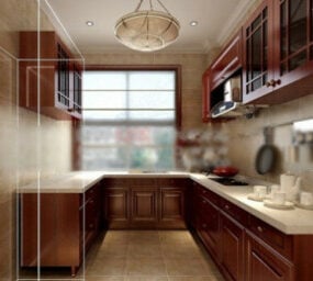 تصميم مشهد داخلي للمطبخ نموذج ثلاثي الأبعاد