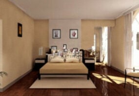 Simpel soveværelse interiør scene 3d model