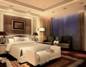 Modern Tasarım Yatak Odası İç Sahne 3d modeli