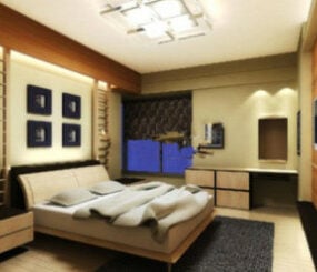 Warmes Schlafzimmer-Innenszenen-3D-Modell