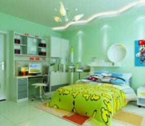 3d модель інтер'єру яскравої дитячої спальні