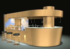 3D-Modell der Innenszene der Büro-Teebar