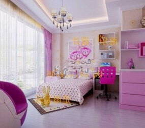 Girl Bedroom Interior Scene 3d model