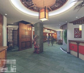 Luxusní hotelová interiérová scéna 3D model