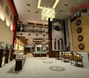 Luxury Jewelry Store Interiør Scene 3d-modell