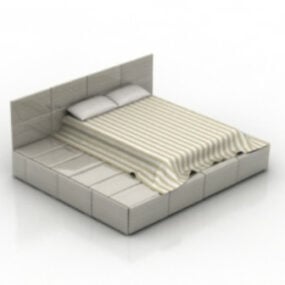 דגם 3D מיטה פשוט ומסוגנן בסגנון אירופאי