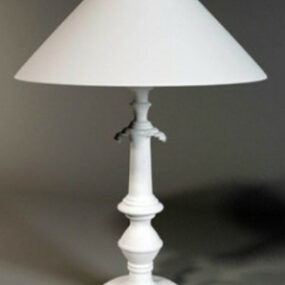 مصباح طاولة أبيض نموذج ثلاثي الأبعاد