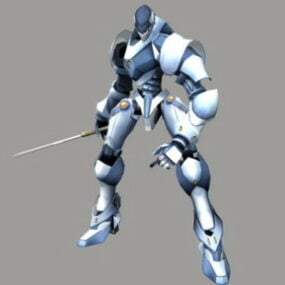 Modello 3d del personaggio del gioco robot offensivo