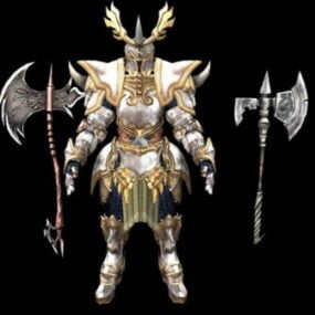 Modelo 3d gratuito de armadura dourada de personagem