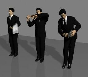 Different Postures Waiters  Free 3d model