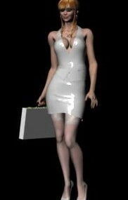 Silver Dress Lady Body  Free 3d model
