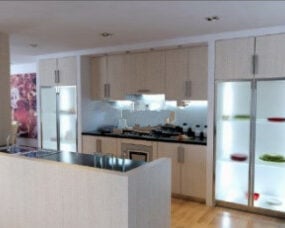 Modelo 3D de cena interior de design de cozinha elegante