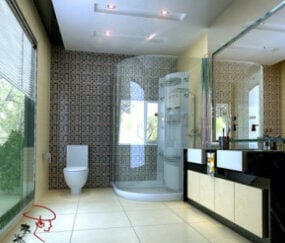עיצוב חדר אמבטיה עיצוב פנים סצנה דגם תלת מימד