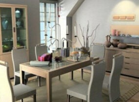 Modelo 3D da cena interior do pequeno restaurante fresco