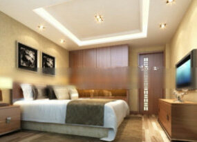 3D-Modell der Hotelzimmer-Design-Innenszene