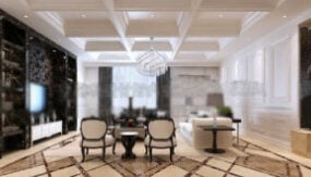 Luxusní 3D model scény interiéru obývacího pokoje