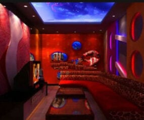 Čínské červené pokoje interiér scény 3D model